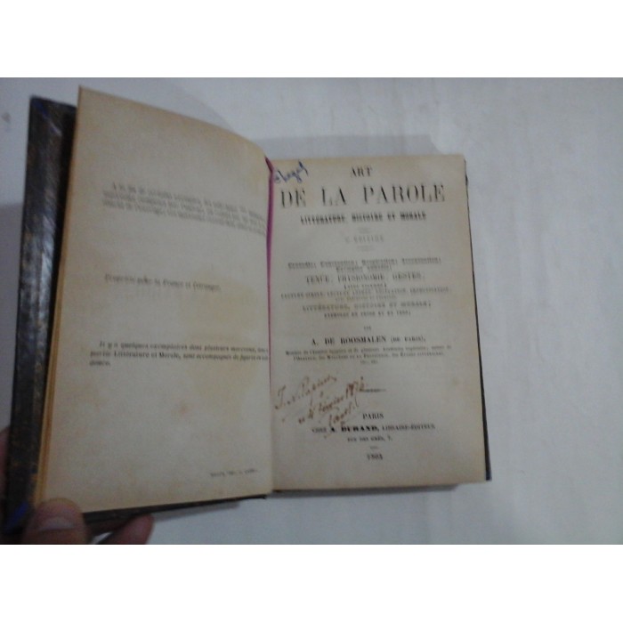 ART DE LA PAROLE - A. DE ROOSMALEN